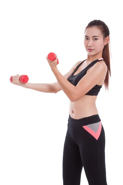 Deporte mujer haciendo ejercicio con levantar pesas —  Fotos de Stock