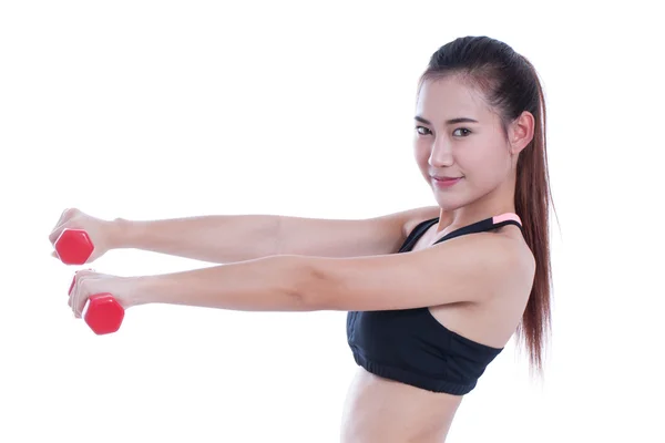 Deporte mujer joven haciendo ejercicio con levantamiento de pesas —  Fotos de Stock