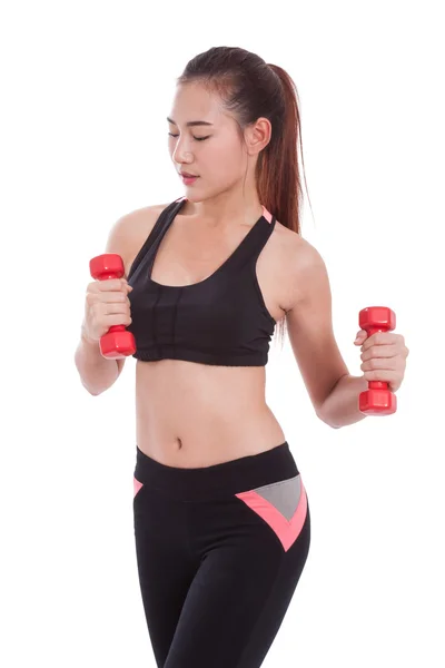 Deporte mujer joven haciendo ejercicio con levantamiento de pesas —  Fotos de Stock