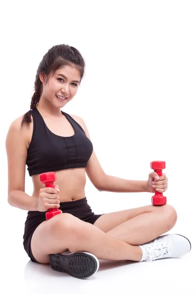 Deportiva haciendo ejercicio con pesas —  Fotos de Stock