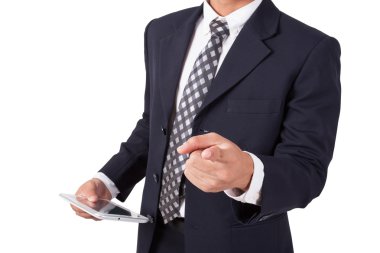 Dijital tablet kullanan işadamı