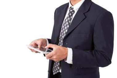 Dijital tablet kullanan işadamı
