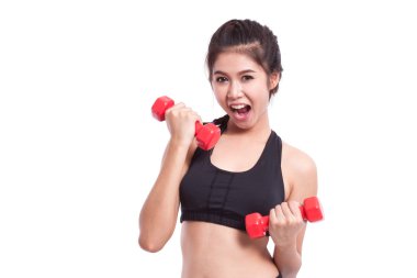 dambıl ile egzersiz spor kadın