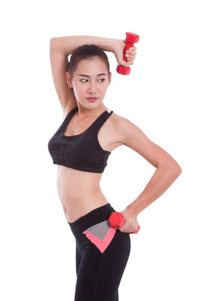 Sport woman exercising with dumbbells — Stock Photo, Image