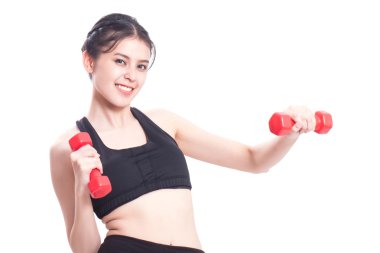 dambıl ile egzersiz spor kadın