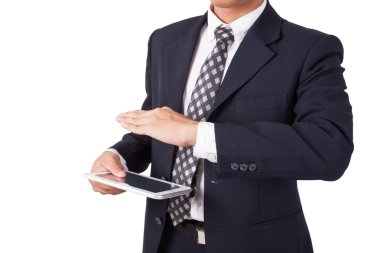 Dijital tablet kullanan işadamı