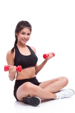 dambıl ile egzersiz spor kadın