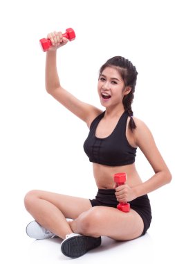 dambıl ile egzersiz spor kadın