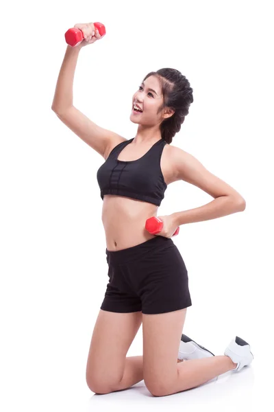 Deportiva haciendo ejercicio con pesas —  Fotos de Stock