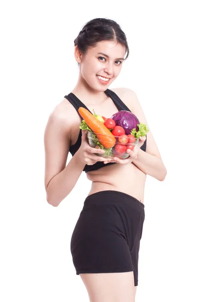Kadın sağlıklı beslenme kavramı — Stok fotoğraf