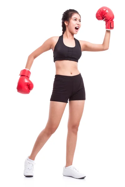 Fitness woman wearing boxing gloves — Stock Photo, Image