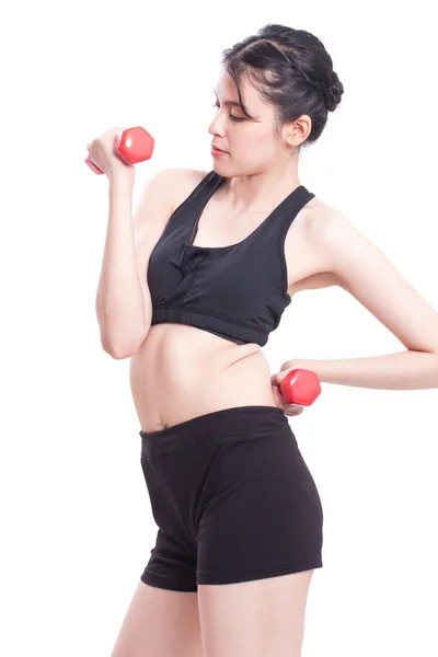 Sport woman exercising with dumbbells — Stock Photo, Image