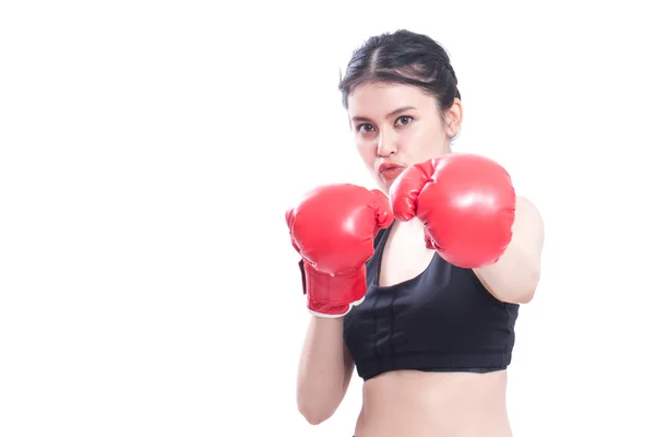 Фітнес жінка в боксерських рукавичках — стокове фото