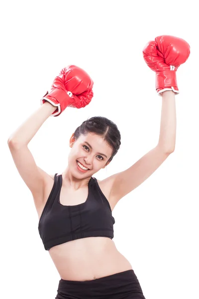 Fitness woman wearing boxing gloves — Stock Photo, Image