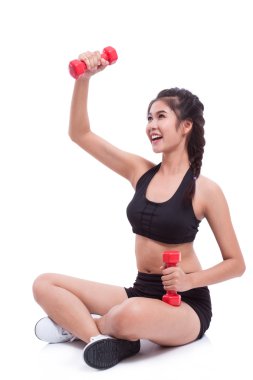 dambıl ile egzersiz spor kadın