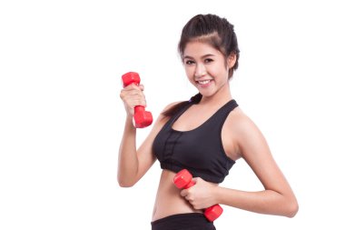 dambıl ile egzersiz spor kadın