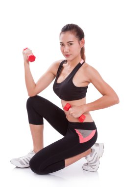 dambıl ile egzersiz spor kadın