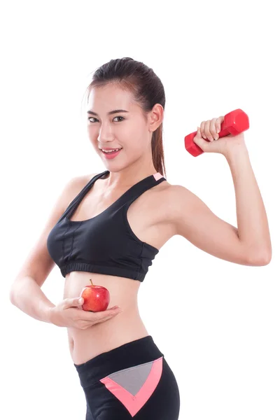 Sport woman exercising with dumbbells — Stock Photo, Image