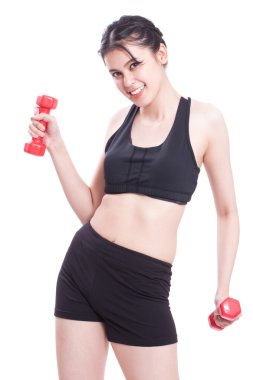 dambıl ile egzersiz spor kadın