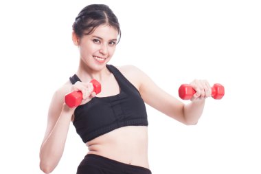 dambıl ile egzersiz spor kadın