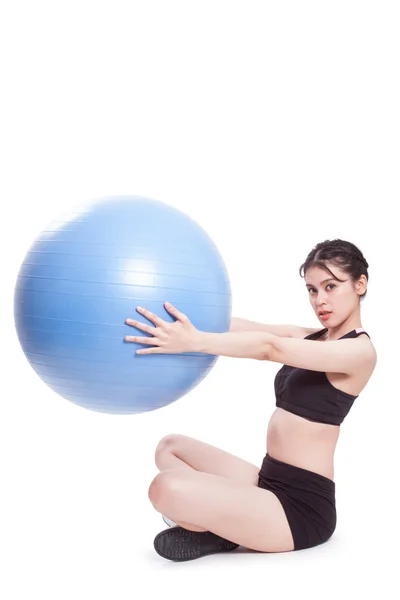 Ženy cvičení s míčem cvičení — Stock fotografie