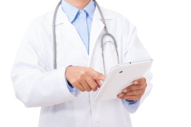 dijital tablet kullanan doktor