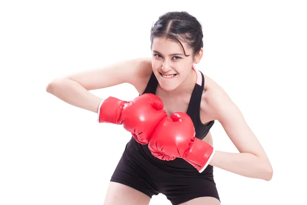 Fitness woman wearing boxing gloves — Stock Photo, Image