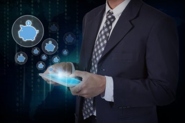 İşadamı dokunmatik kumbara simgeleri