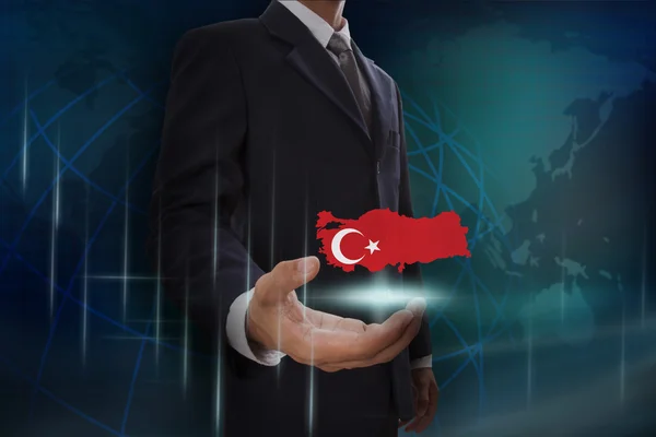 Businessman showing map of Turkey — Stock Photo, Image