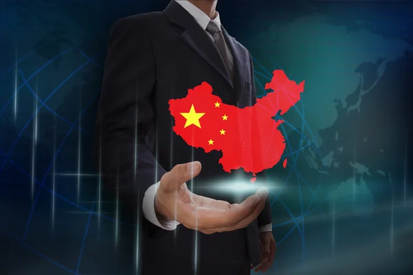 Businessman showing map of China — Stock Photo, Image