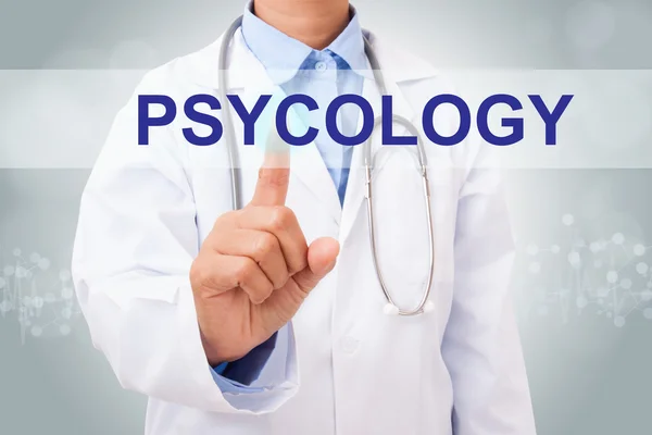 Doctor hand touching psychology sign — Stock Photo, Image