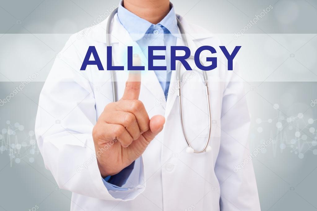 Doctor touching allergy sign