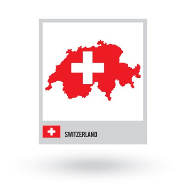 İsviçre Haritası bayrak ile.