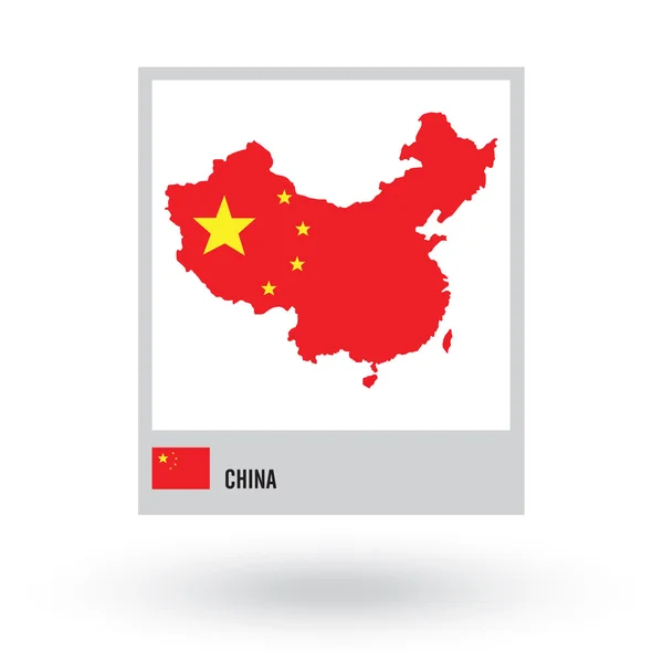 Kaart van China met vlag. — Stockvector