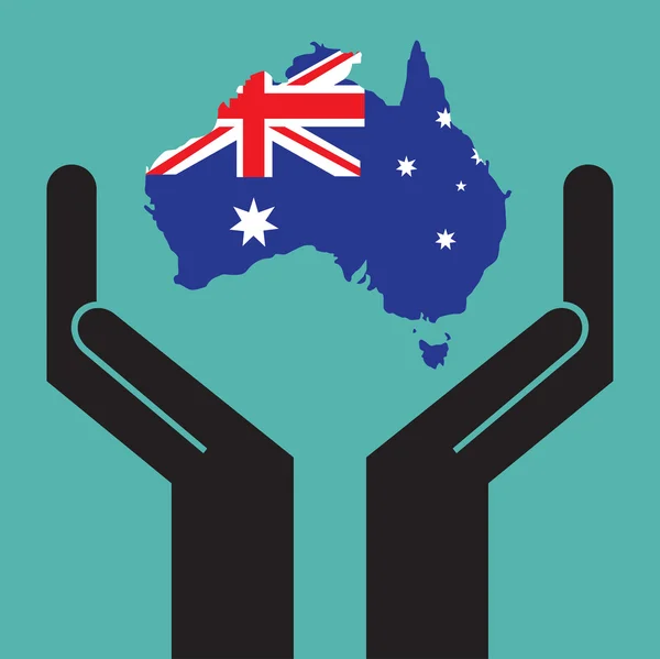 Australia map in hands — Stock Vector