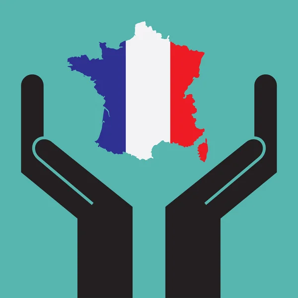 França mapa em mãos —  Vetores de Stock