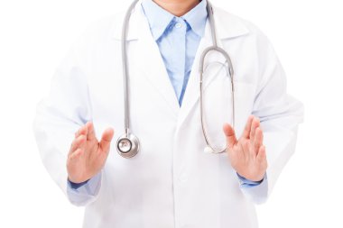 elleriyle bir şeyler gösteriyor doktor