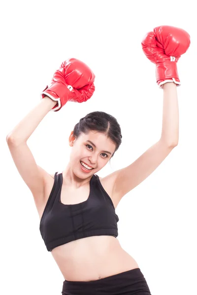 Fitness woman wearing boxing gloves — Stock Photo, Image