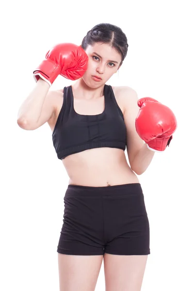 Mulher fitness vestindo luvas de boxe — Fotografia de Stock