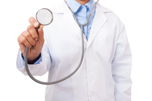 Doktor poslech s stetoskop — Stock fotografie