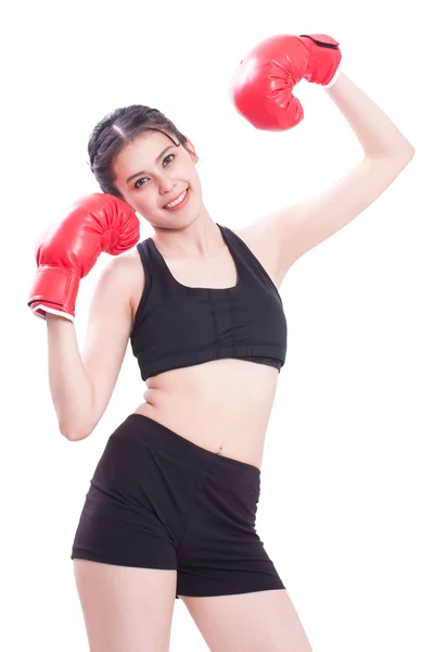Fitness žena nosí Boxerské rukavice — Stock fotografie