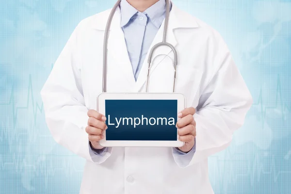 Doctor with lymphoma sign — Stock Photo, Image