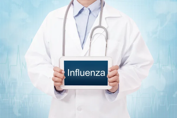 Arts met Influenza teken — Stockfoto