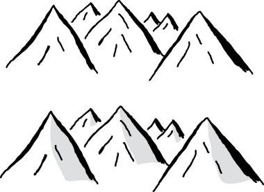 Yüksek dağların el çizimi