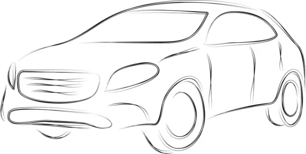 Desenhos Animados Lápis Desenhados Mão Ilustração Carro Passageiros — Vetor de Stock