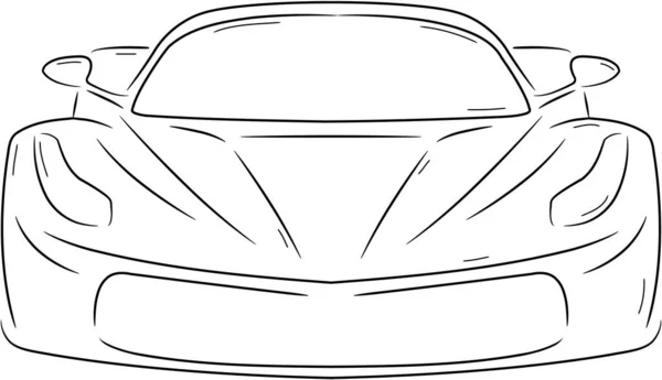 Disegno Una Vettura Sportiva Veloce Vista Direttamente Dalla Parte Anteriore — Vettoriale Stock