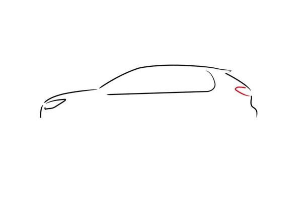 Küçük Bir Arabanın Basit Bir Çizimi — Stok Vektör