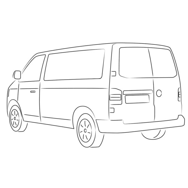 Dibujos Simples Blanco Negro Vehículo Utilitario — Archivo Imágenes Vectoriales