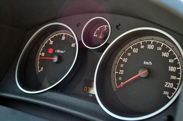 Close View Red Speedometer Hands Car — Stock Photo, Image