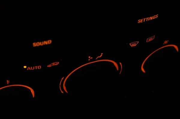Illuminated Radio Air Conditioning Control Car Dark — Stock Photo, Image